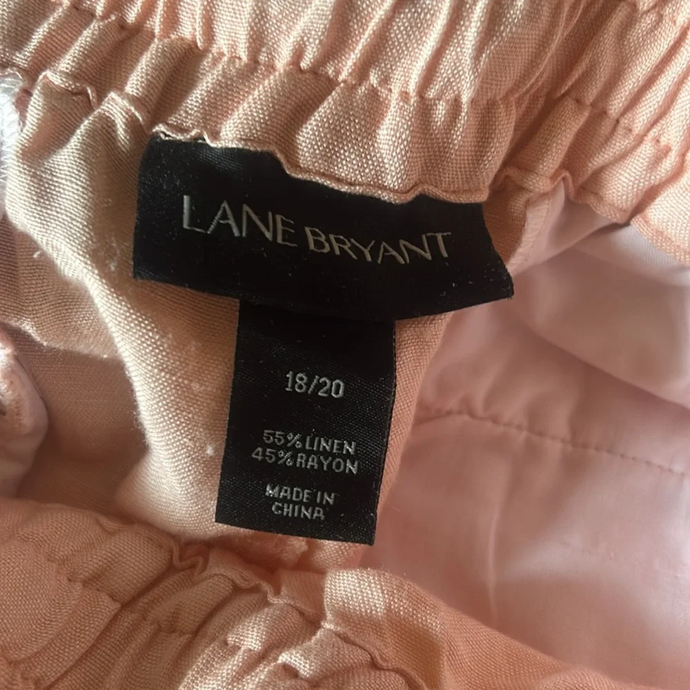 Lane Bryant Linen Ruffle-Hem Crop Peach Pants - Picture 8 of 10
